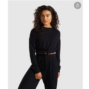 GYMSHARK RELAXED SWEATER & JOGGER BLACK SET